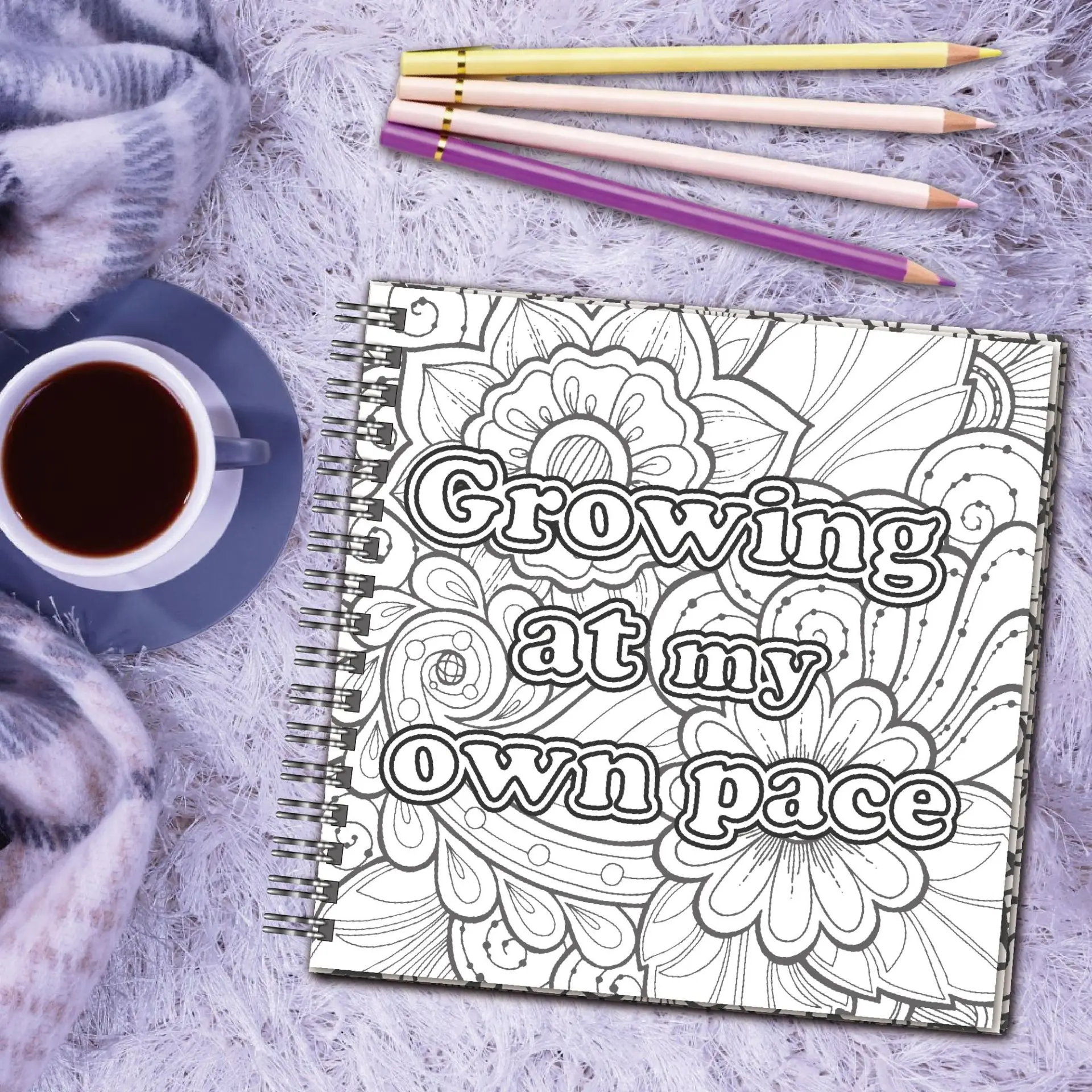 Mandala Coloring Book with 30 Inspirational Art Quotes, Spiral Bound Stress Relief Adult Coloring Journal
