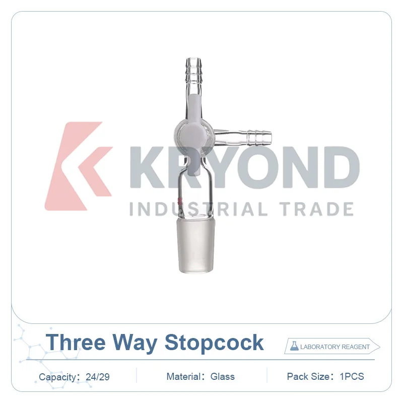 PTFE Three Way Glass Stopcock T Shape Connector 24/29 Laboratory Glassware Flow Control Research Series Model Apparatus Storage