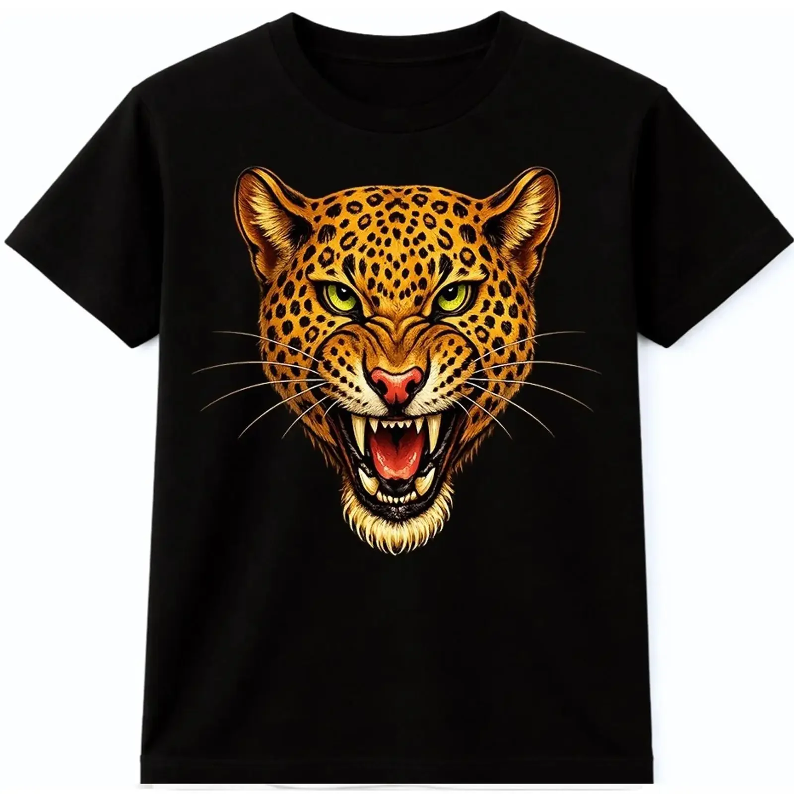 Leopard Face T Shirt Fierce Big Cat Predator Wildlife Animal  vintage Washed streetwear graphic Unisex Slightly