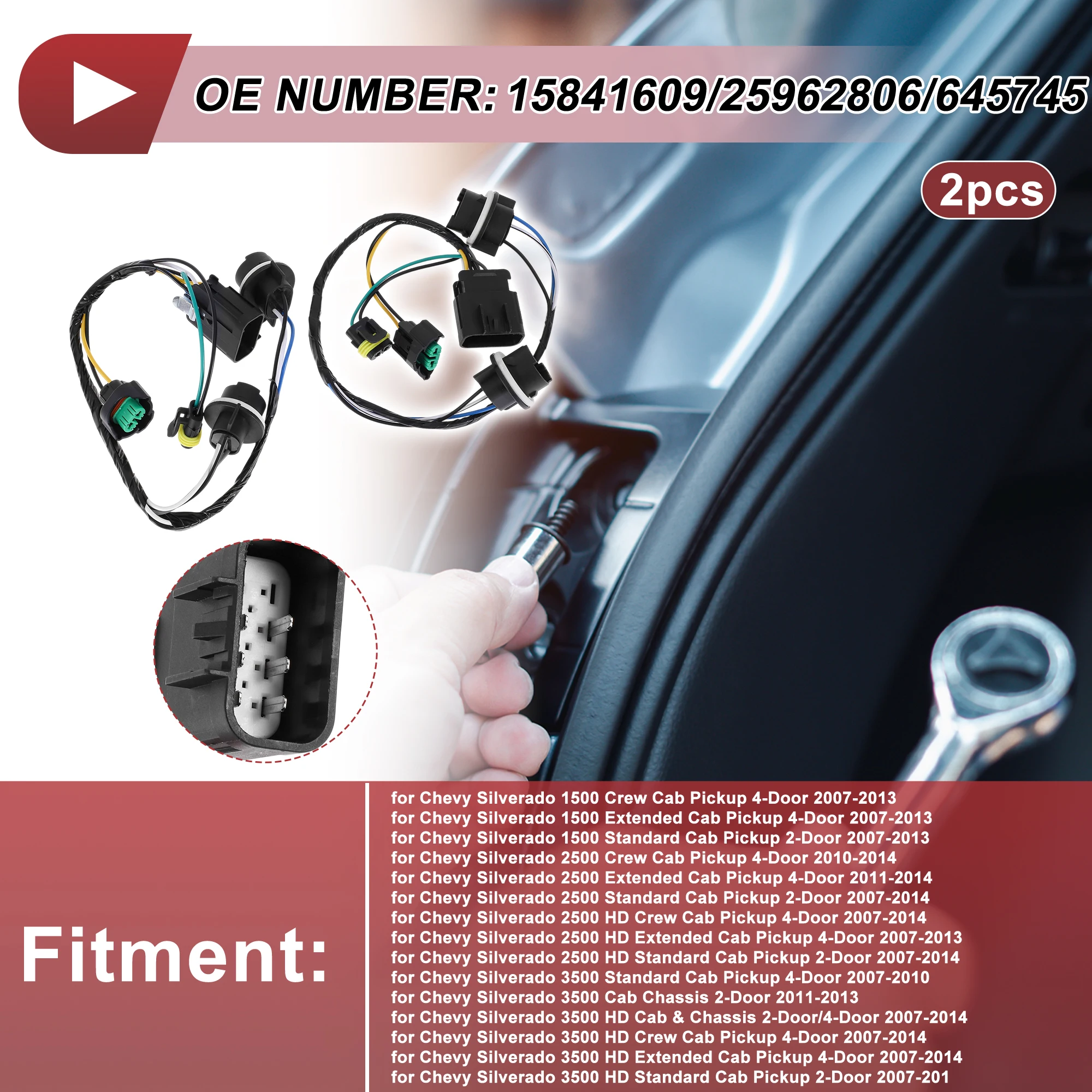 

X Autohaux Headlight Light Socket Wiring for Chevy Silverado 1500 2007-2013 No.15841609