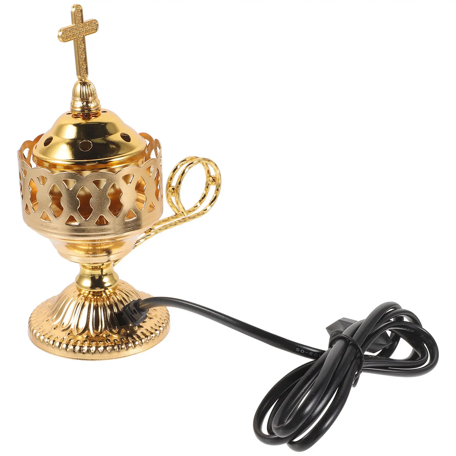 Electric Incense Burner Iron Body Elegant Middle East Design for Powder Cone Incense Home Furnishing Living Room Table Decor