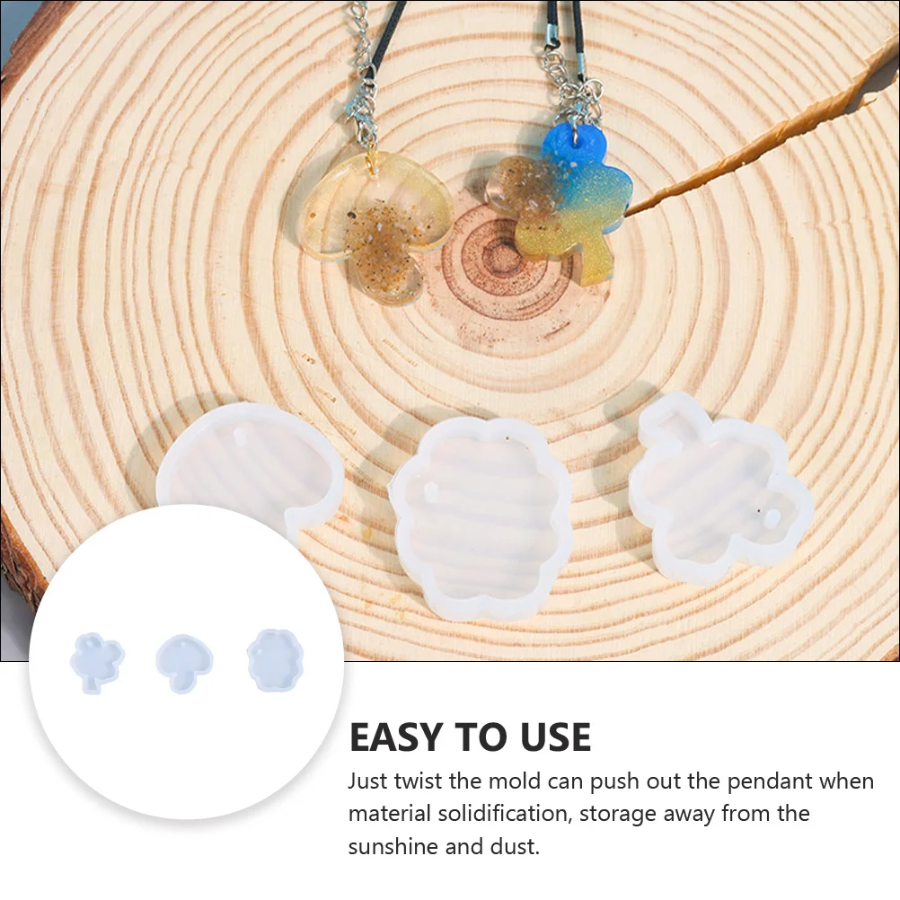 

3pcs Silicone Pendant Mold Diy Jewelry Casting Reusable Art Craft Tool Necklace Earrings Keychain Making Durable Flexible Diy
