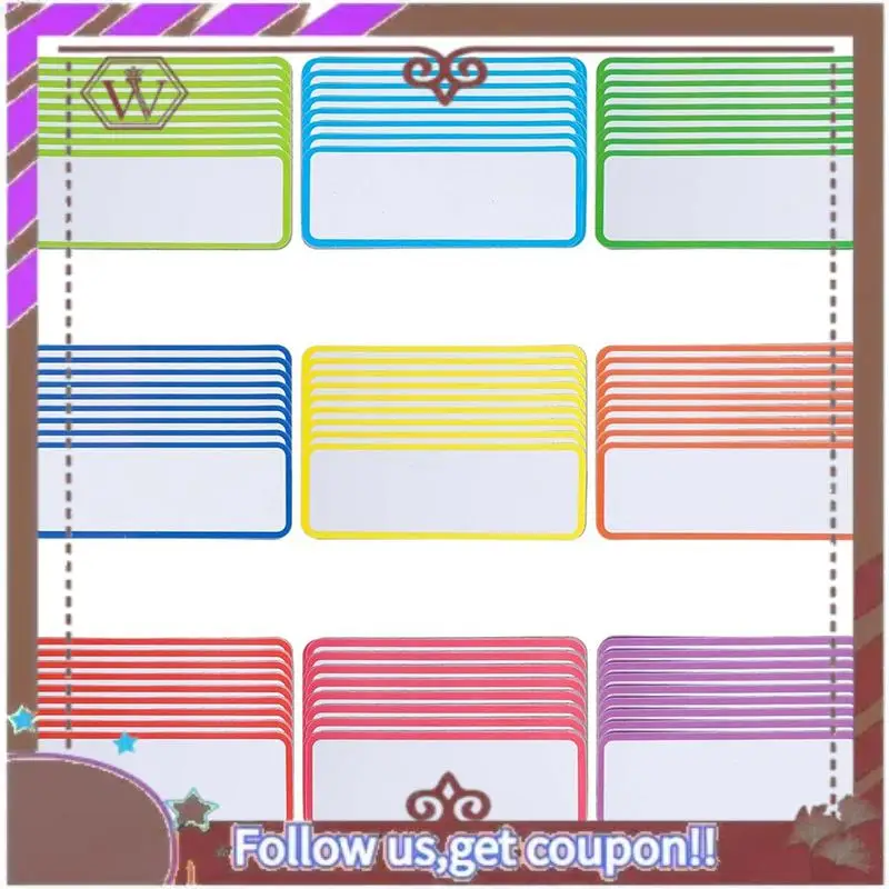 ABBG-54 Pcs 자기 건조 지우기 라벨 재사용 가능한 스트립 교실 이름 태그 쓰기 가능한 빈 자석 카드 지울 수있는 냉장고 메모