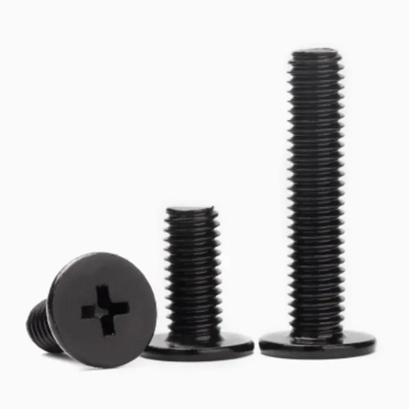 10pcs-100pcs Ultra Thin Flat Black Steel Wafer Phillips Screws M1.2-m6 Assorted Sizes For Diy Electronics