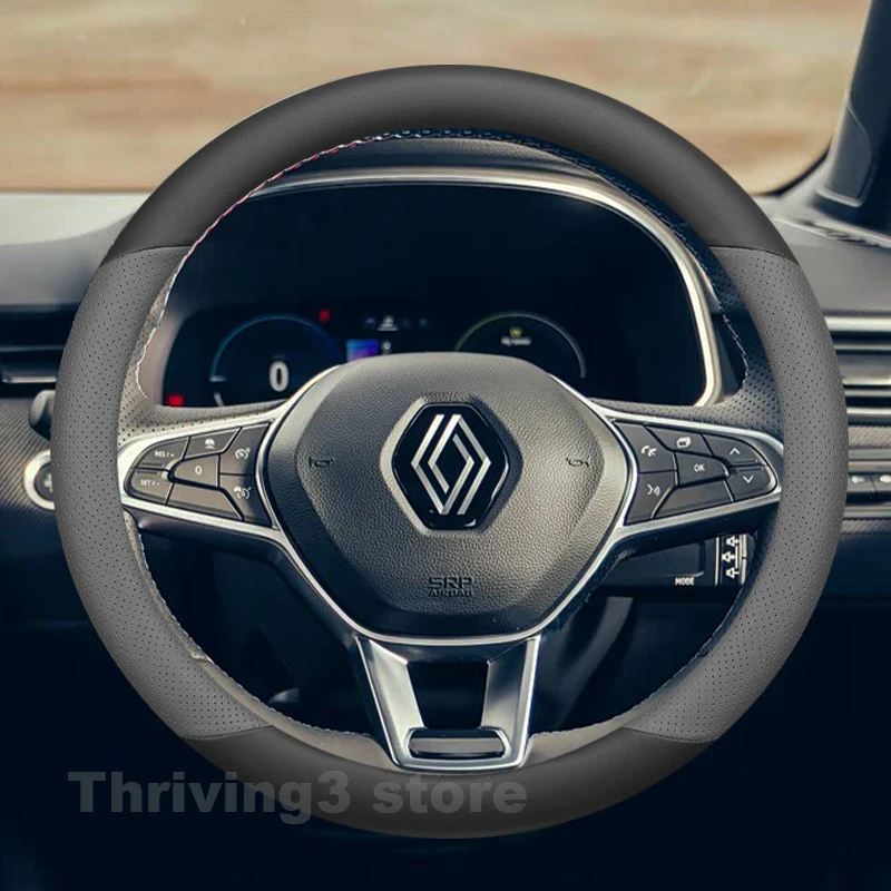 

Leather Car Steering Wheel Cover For Renault Clio E TECH RS Line 2009-2023 Non-slip Auto Steering Wheel Renault Clio Accessories