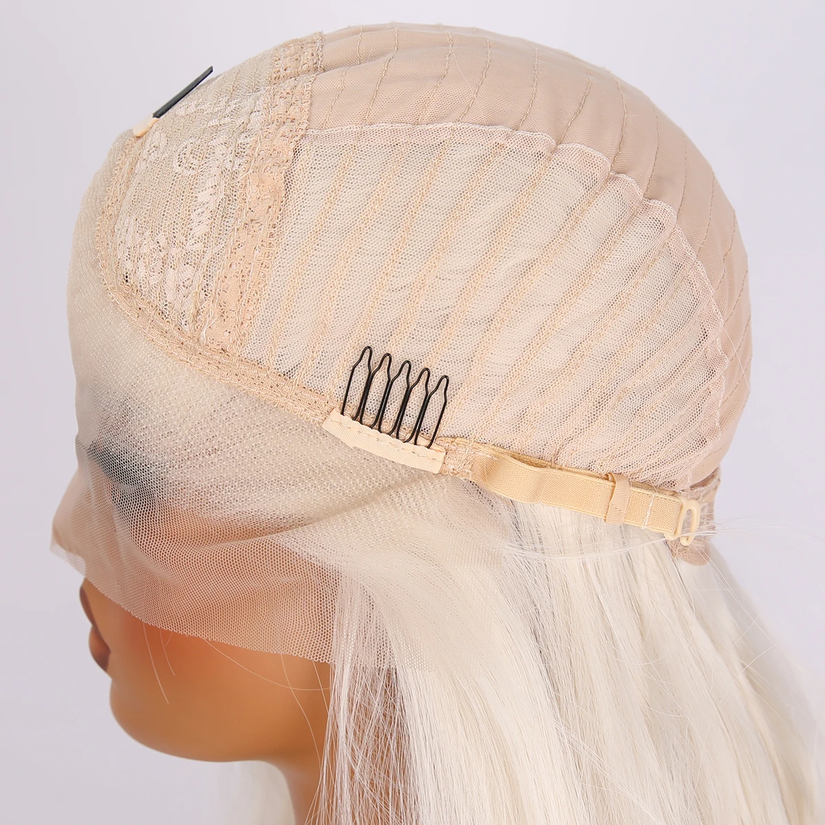 Perruque Lace Wig synthétique longue bouclée argentée, perruque ondulée blanche, perruque Py-Playing, adaptée aux femmes noires, utilisation 03