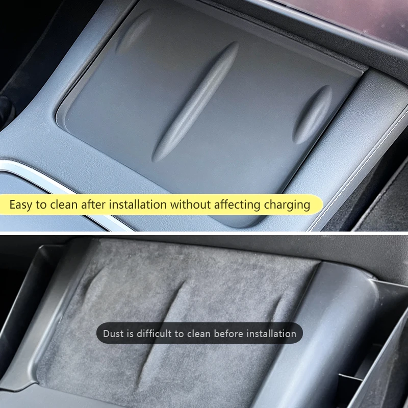 ل تسلا نموذج 3 2020 2021 2022 الهاتف المحمول اللاسلكية شحن الغبار الوسادة مكافحة زلة الوسادة 2021 2022 نموذج Y اكسسوارات السيارات #3