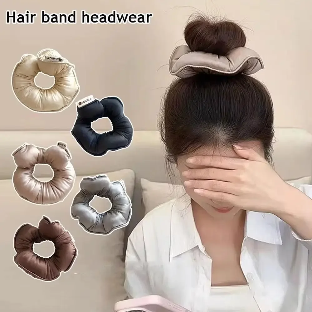 Elastic Pillow Hair Scrunchies Soft Sponge Sleep Large Intestine Hair Tie Satin Filled Three-Dimensional Head Ropes