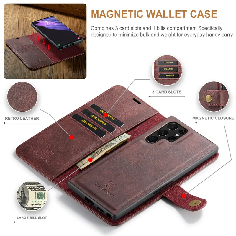 S21 S20 FE S22 S23 5G Detachable Leather Wallet Case For Samsung Galaxy S23 Ultra Note 10 S20 S 20 S22 S21 S9 Plus S10E Cover