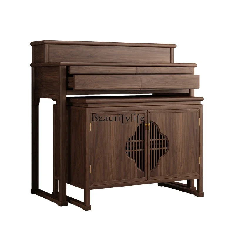 

FG17Solid wood table incense table for household use New Chinese black walnut Buddhist hall Gongfeng table Buddhist platform