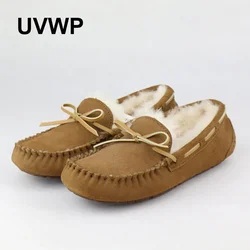 New Style Genuine leather Women Snow Boots 100% High Quality Wool Winter Boots Natural Fur Warm Shoes Non-slip Ankle Boots