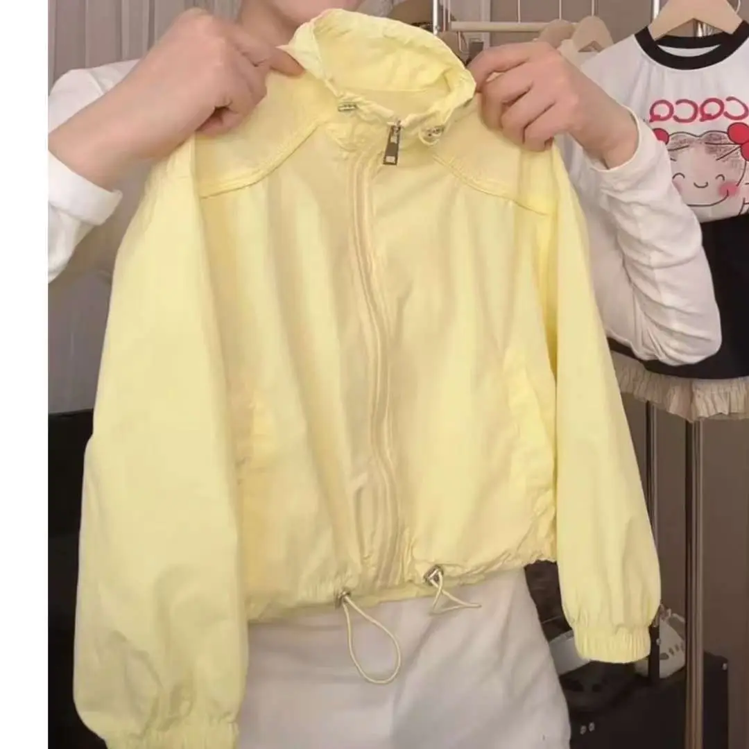 Children Sunscreen Coat Girls Solid Versatile Coat Summer 2026 New Girl High Neck Lightweight Coat