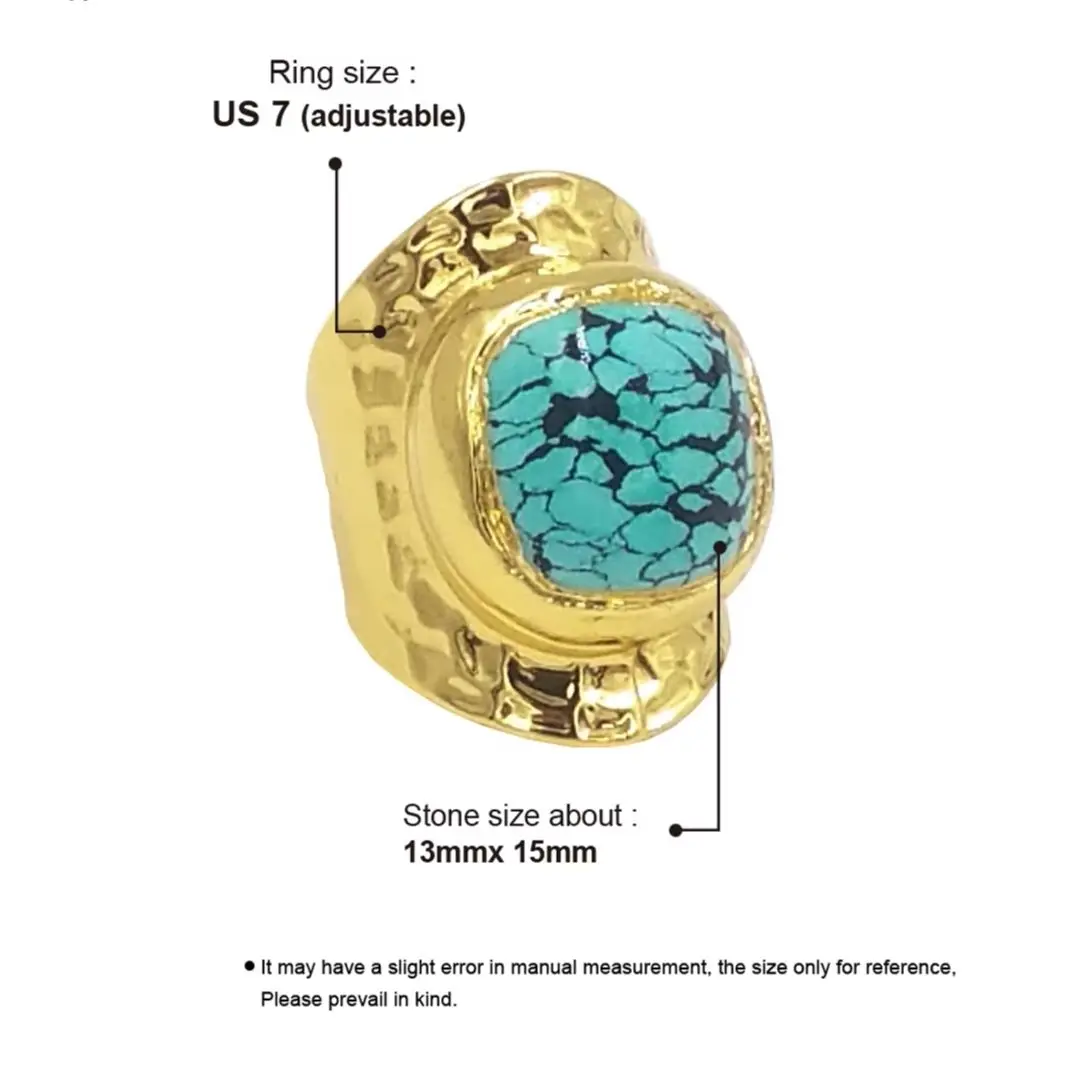 

WT-R473 WKT 2023 CLASSIC Style Natural Turquoise Ring Women Gold Plated Jewelry Anniversary Party Newest Design HOT SALE Trend