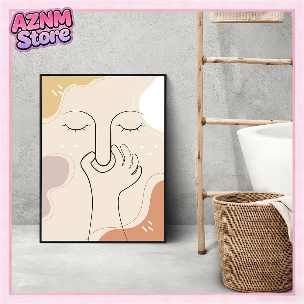 1 pieza de cuadro en lienzo sin marco con diseño de Olor Apestoso, Arte de pared con líneas bonitas, Cuadros en lienzo, Pósteres y impresiones coloridos y divertidos para baño