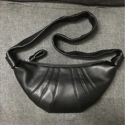 Sac de boulette de grande capacité en peau de mouton ou de vache, sac de poitrine souple populaire, croissants en cuir fendu, mode alertes onale, designer