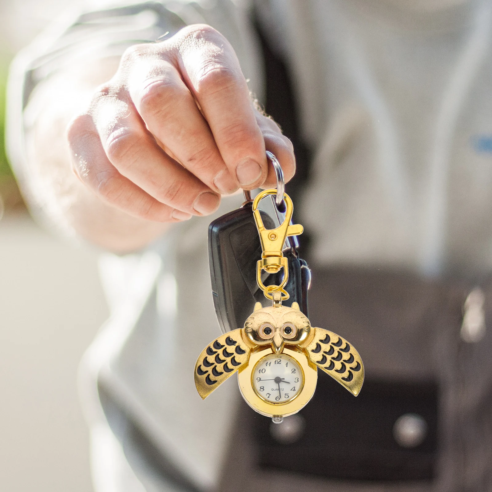 

Cartoon Pocket Watch Owl Shape Key Chain Decorative Alloy Chains Women Small Ornament Pendant Key Ring Fashion Practical