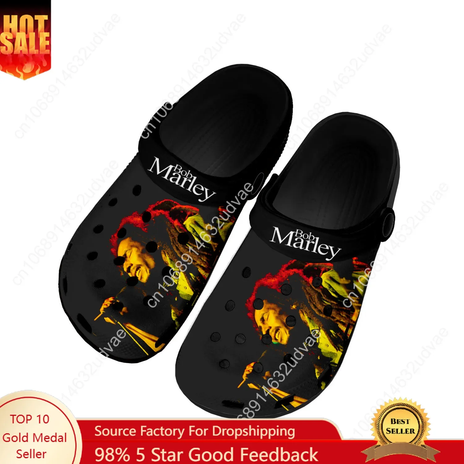 

Bob Marley Water Shoes Men Women Teenager Comfortable Fashion Home Garden Clogs Custom Sandals Beach Breathable Hole Slippers