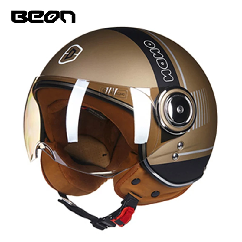 

New Beon Motorcycle Helmet Summer Motorbike Helmets Women Men Electric Half Face Casco Moto Double Visor Lens Casque Capacete