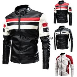 2024 Men's Pu Leather Motorcycle Jackets Fashion Slim Stand Collar Zipper Coats Male Business High-Grade Casual Leather Jackets