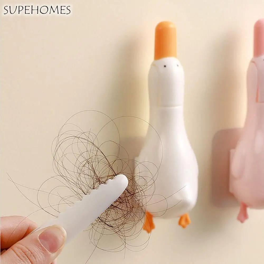 

5pcs 2-in-1 Duck Bathroom Hair Clip Cute Stable Tweezers Garbage Clip Double Head Wall Mounted Cleaning Clip Dust Stain Removal
