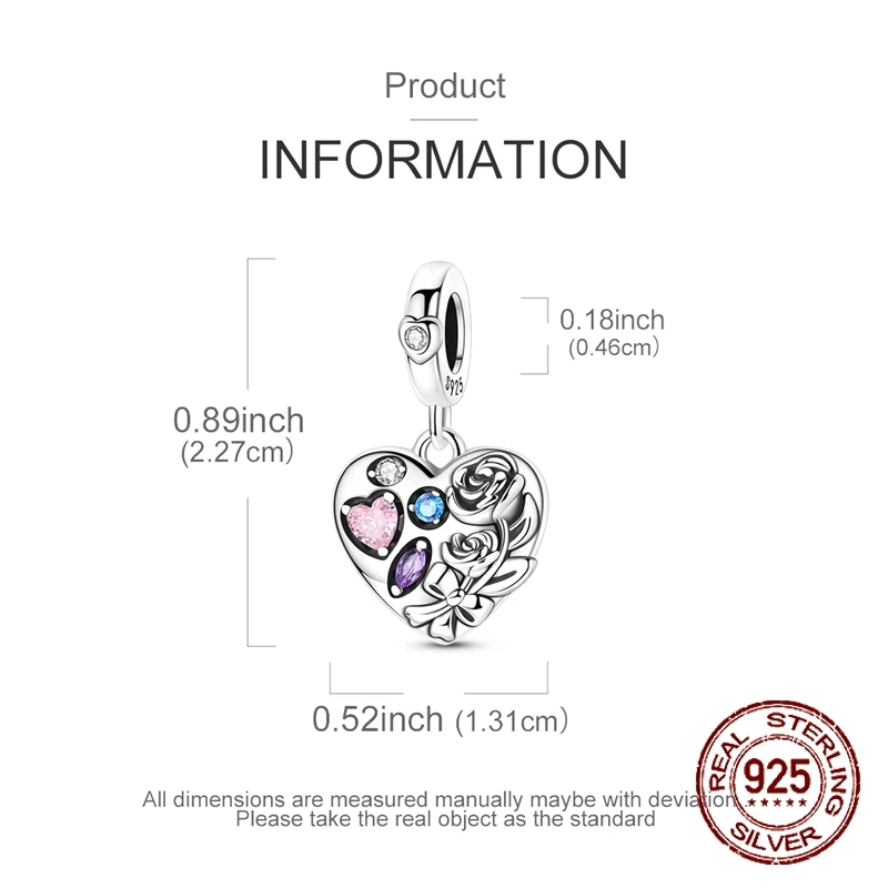 حار بيع الحب روز الشوكولاته سحر 925 فضة عيد الحب استرخى قلادة صالح الإسورة سوار قلادة DIY مجوهرات