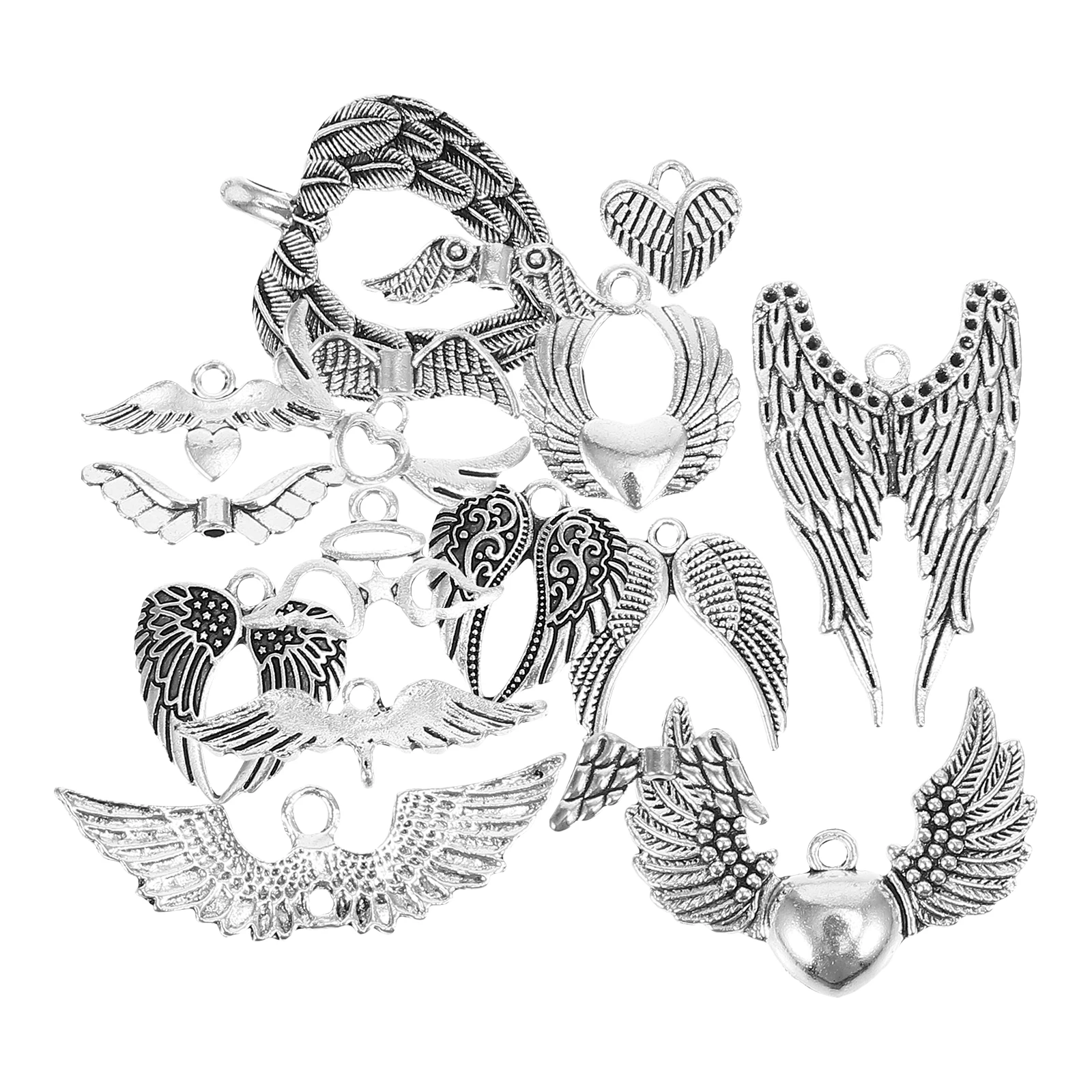 

35pcs Alloy Jewelry Accessories for DIY Necklace Earrings Bracelets Wing Pendant Charms Metal Decorative Findings Angel Wings