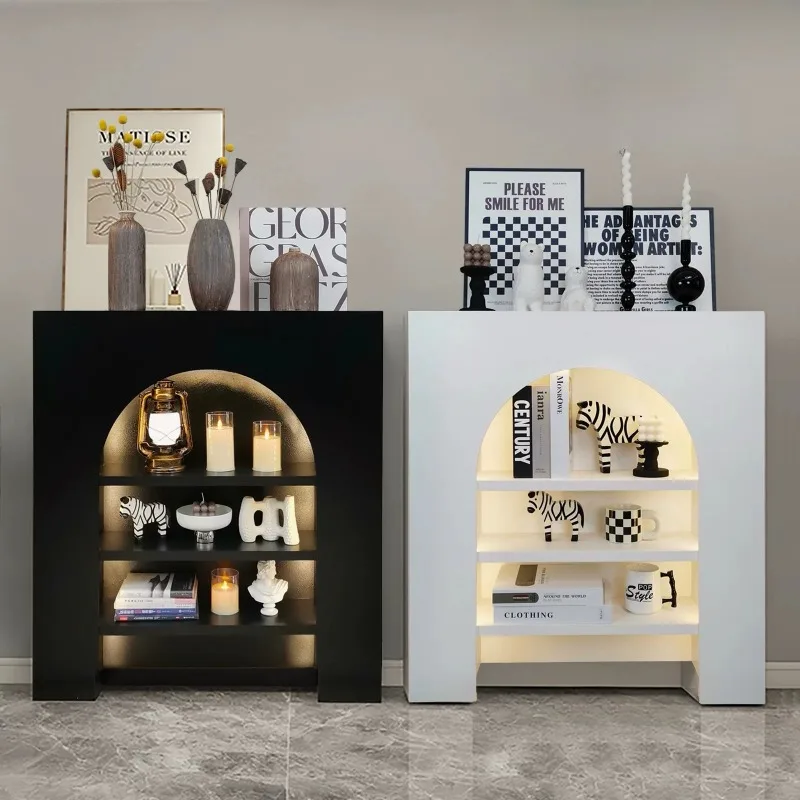 Meuble de salon style cheminée française, vitrine de luxe légère, meuble d'entrée, meuble de présentation, mobilier de maison