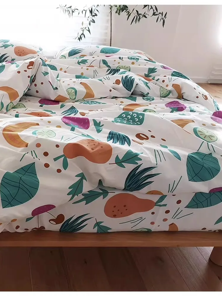 

Комплект постельного белья из чистого хлопка с фруктовым узором: пододеяльник, простыня, защитный чехол для матраса, балдахин, двуспальный размер, 15м/18м, бренд Sleepy Forest