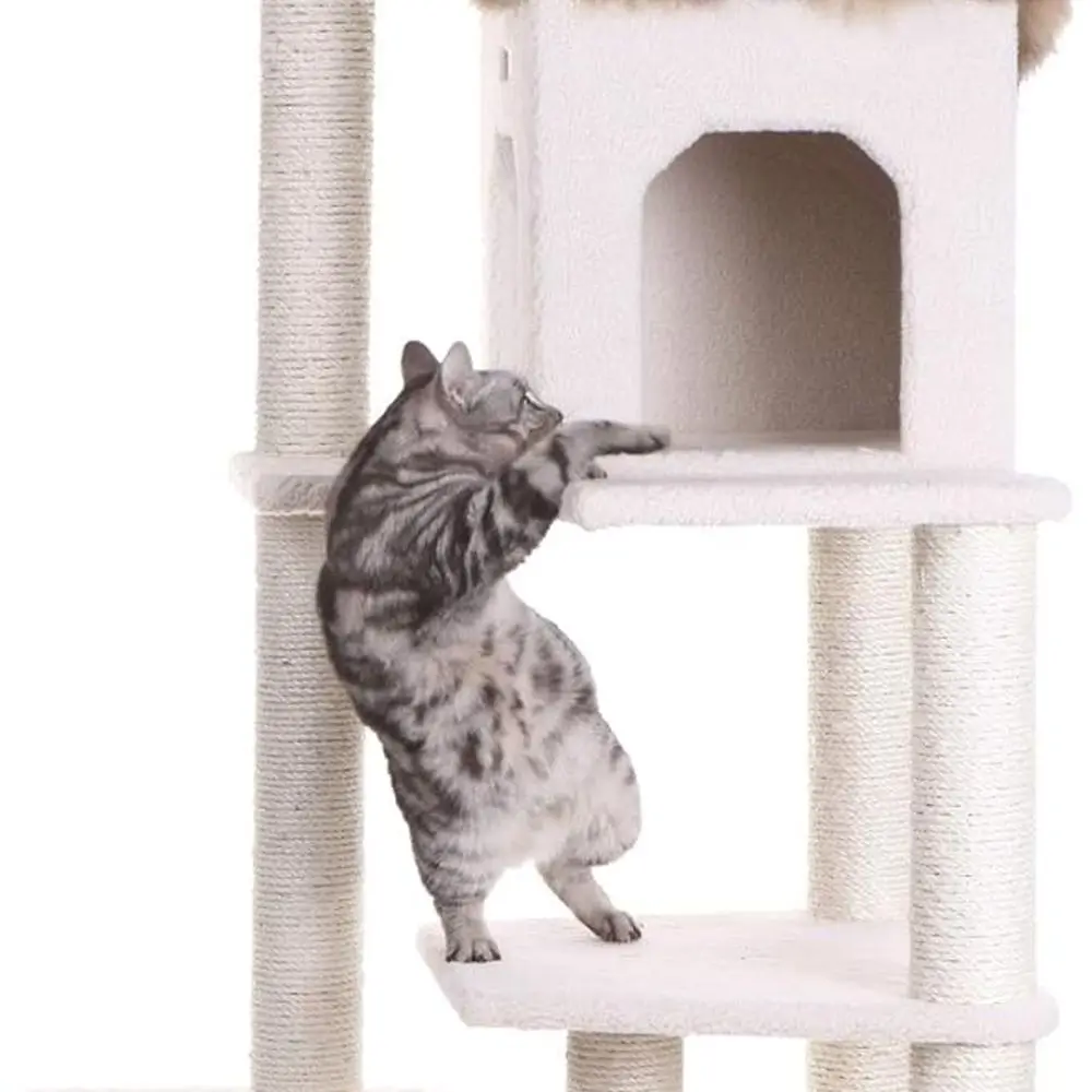 

68, кошачье дерево цвета слоновой кости с несколькими уровнями для кошачьих игр и отдыха