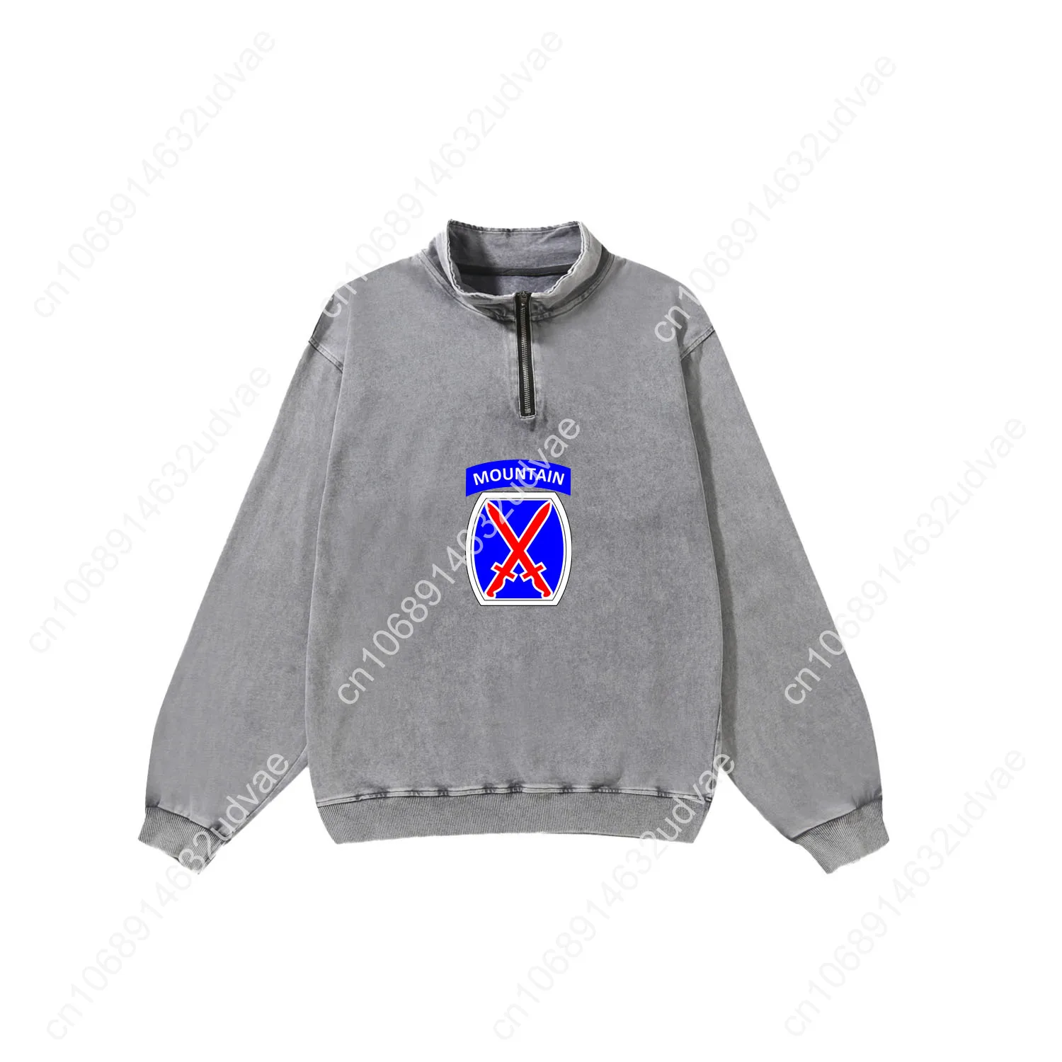 10th division de montanha retro moletom homem mulher adolescente vintage pulôver meio zíper suor feito sob encomenda topos manga tshirt