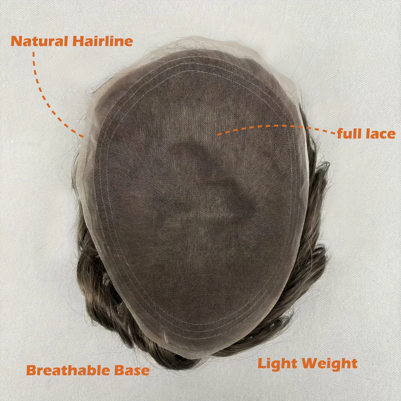 باروكة من شعر طبيعي دانتيل فرنسي كامل للرجال شعر مستعار مربوط يدويًا 120% كثافة 6 بوصة طول 8 × 10 قاعدة دانتيل قابل للتنفس لتساقط الشعر الصلع #2