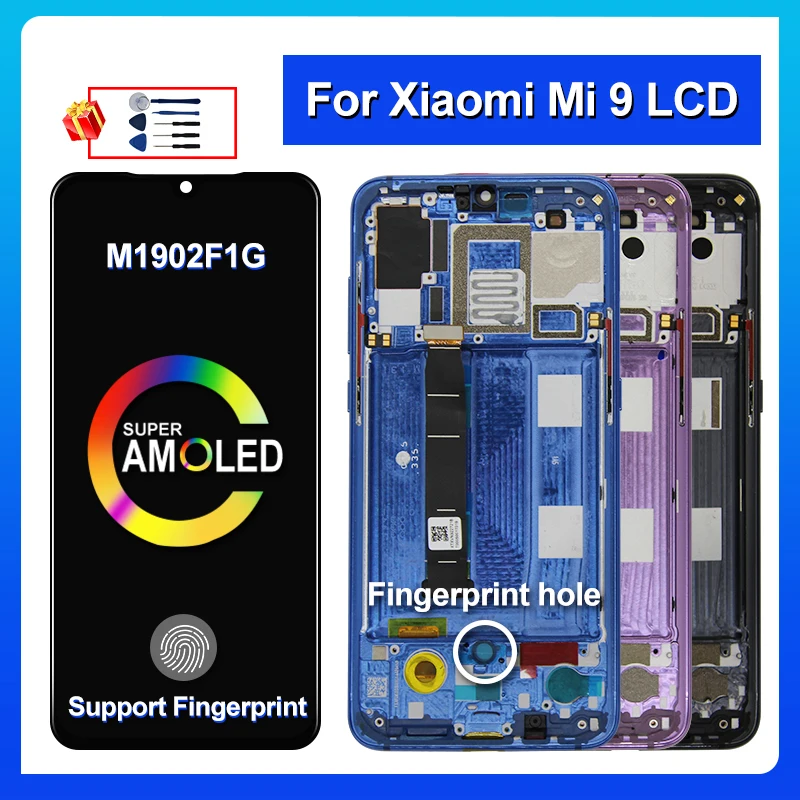 

6.39" Super AMOLED For XIAOMI MI 9 LCD Display Touch Screen Digiziter Replacement Parts For MI9 Display M1902F1G LCD Screen Best