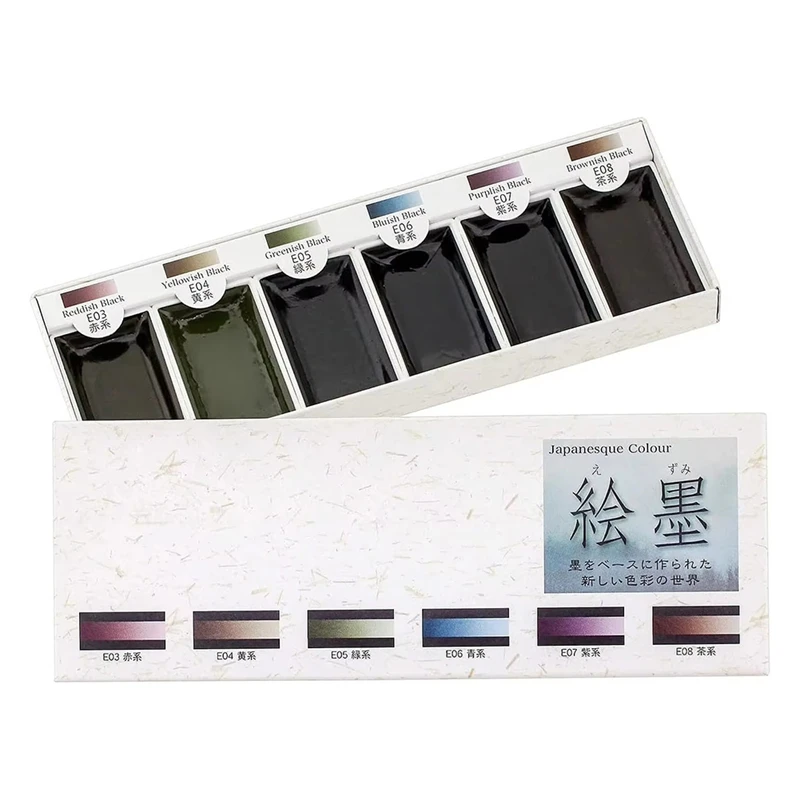 Janpan Watercolor Solid Ink Ink 6 Color Set, Professional-Quality for Artists and Crafters,for Adult A [33A HomePro]