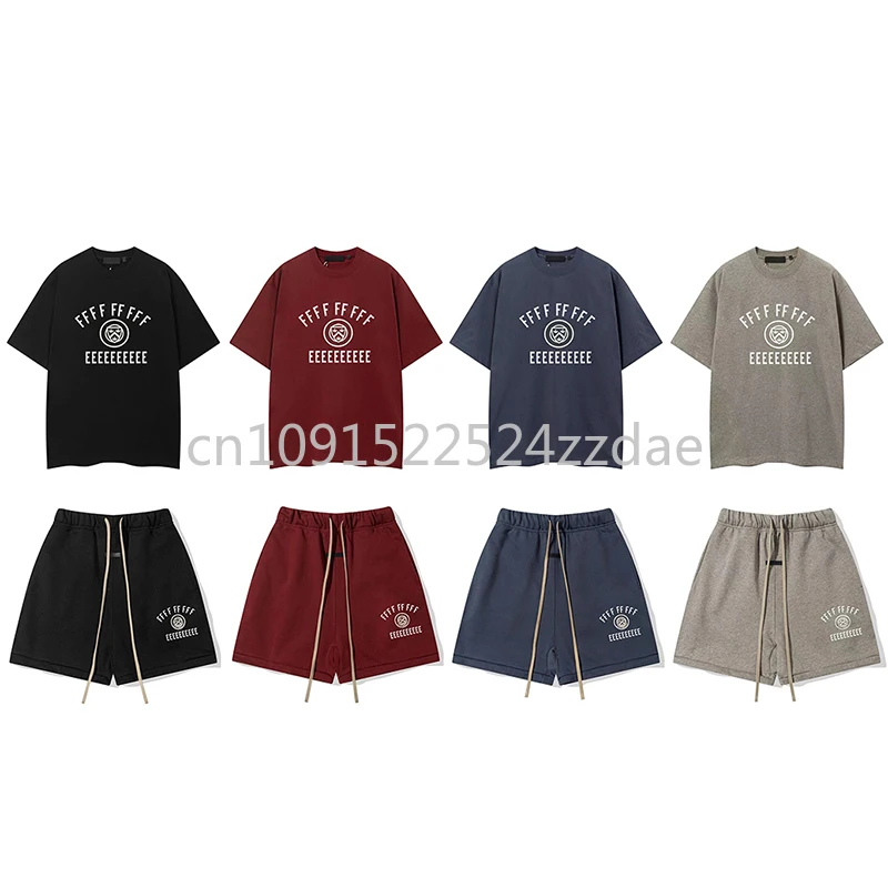 

FW24 Fashion Design Men's T-shirt Shorts Sets Chest Letter Logo Badge Print Luxury Brand Men's High Street Cotton Sports Sets
