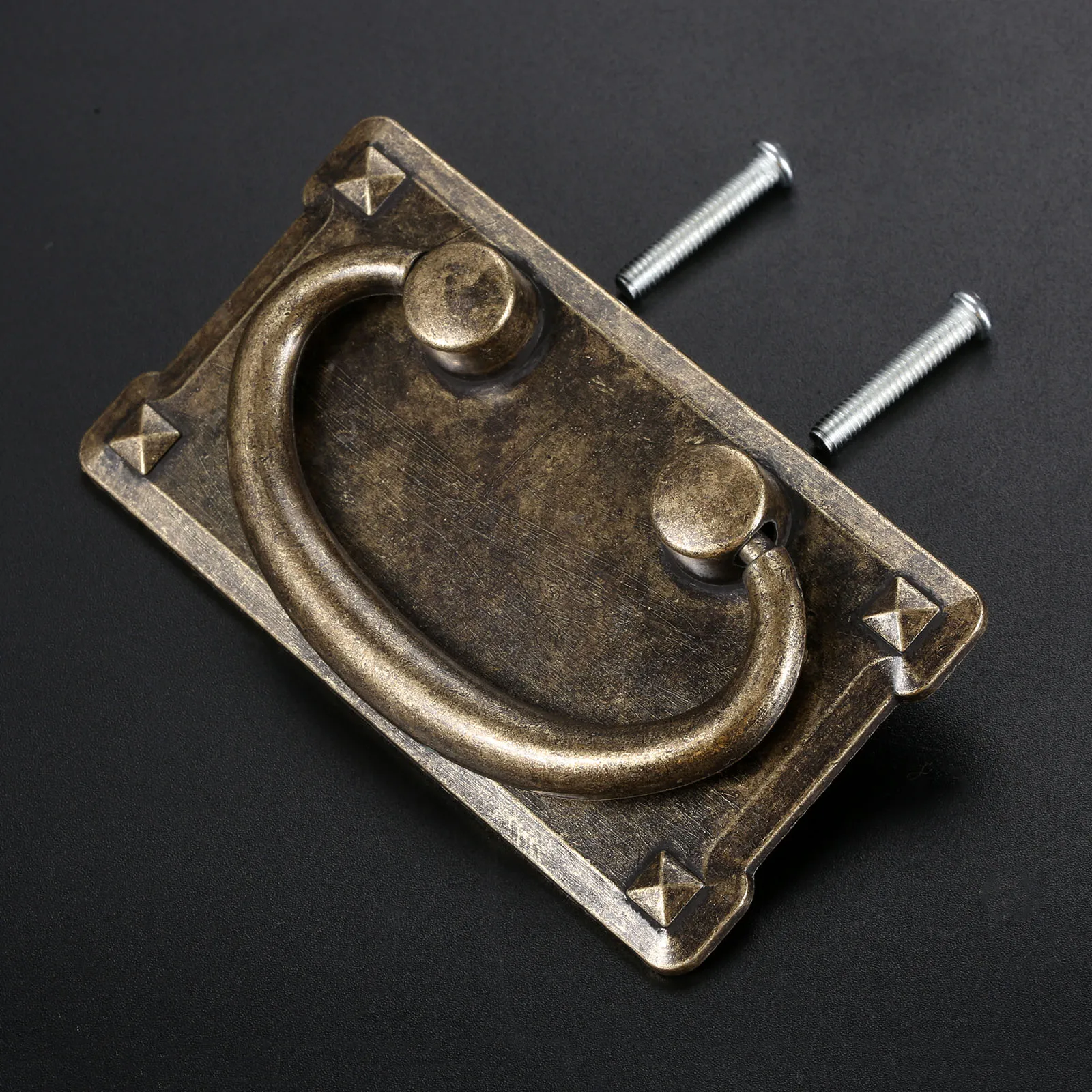 

1pc Antique Bronze Square Wardrobe Door Small Handle 54*95mm Cupboard Cabinet Pull Ring Flat Handle Furniture Knob Drawer