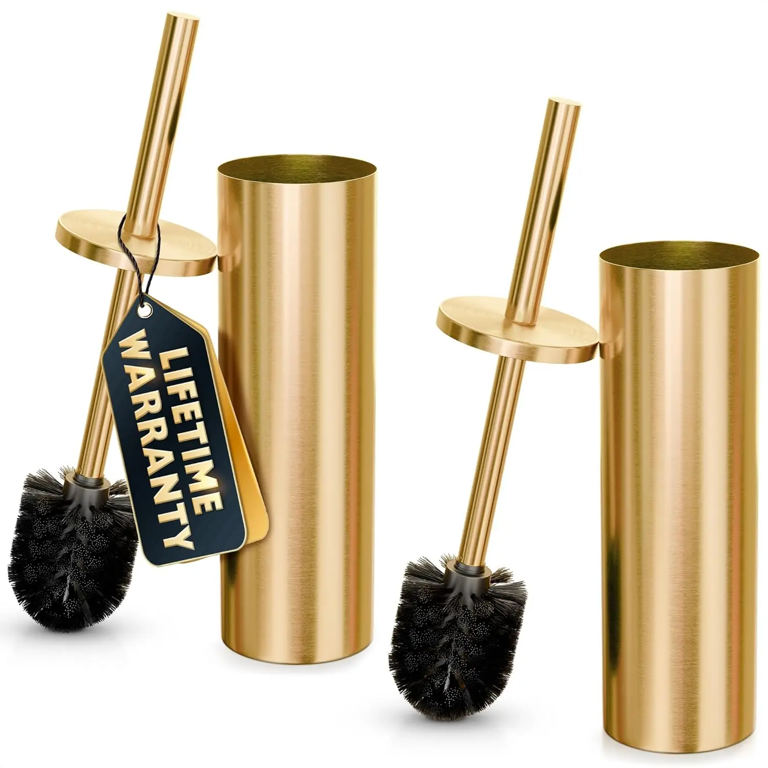 

Набор из 2-х золотых ершиков для унитаза с держателем из нержавеющей стали, сменной насадкой и защитой от брызг для эффективной чистки