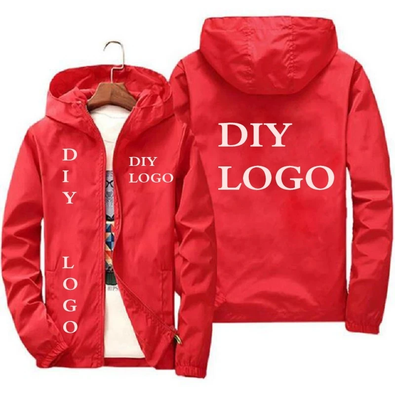 2024 men's custom logo jacket, fashionable and casual zippered hooded spring, spring and autumn outdoor windproof, DIY street cl