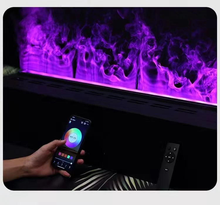 3D LED Flame Realistic Electric Fireplace Recessed 3-Sided Heater with Remote Control for Household or Hotel Use