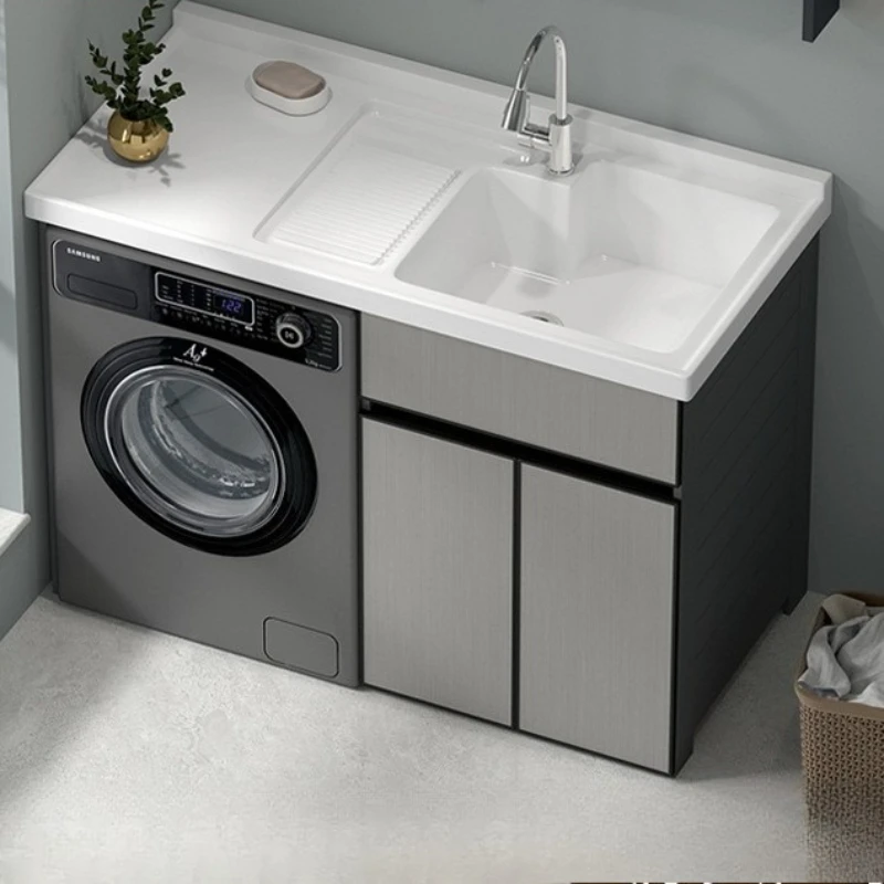 

Fashion Balcony Bathroom Cabinets Thickened Space Aluminum Villa Bathroom Cabinets Modern Hotel Home Furniture Gabinetti Lsxyg