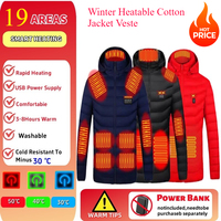 19/11/9 Areas Heated Jacket Men Electric Heating Jackets Heated Down Coat Men Women Clothing Winter Heatable Cotton Jacket Veste