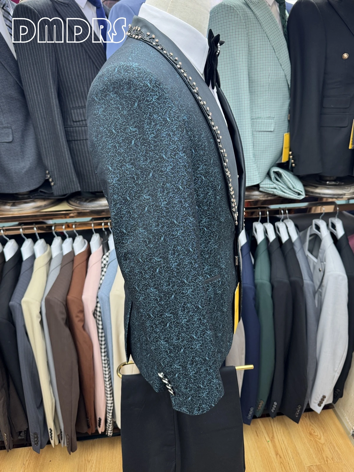 Haute Couture Men's Luxury Suit Set, High Quality Jacquard Men's 3-Piece Suit Set, One Button, Shawl Neck Blazer, Vest Trousers