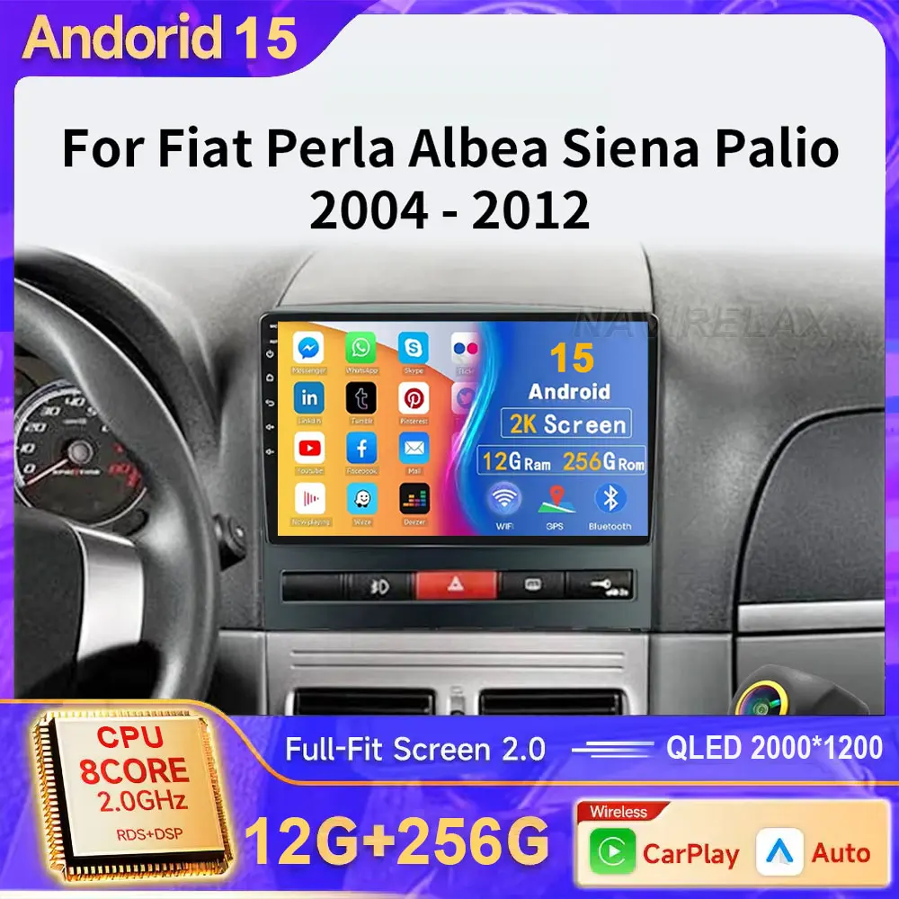 Rádio automotivo android carplay para fiat strada palio siena albea zotye perla idéia z200 2004-2014 multimídia 2din fm player de vídeo