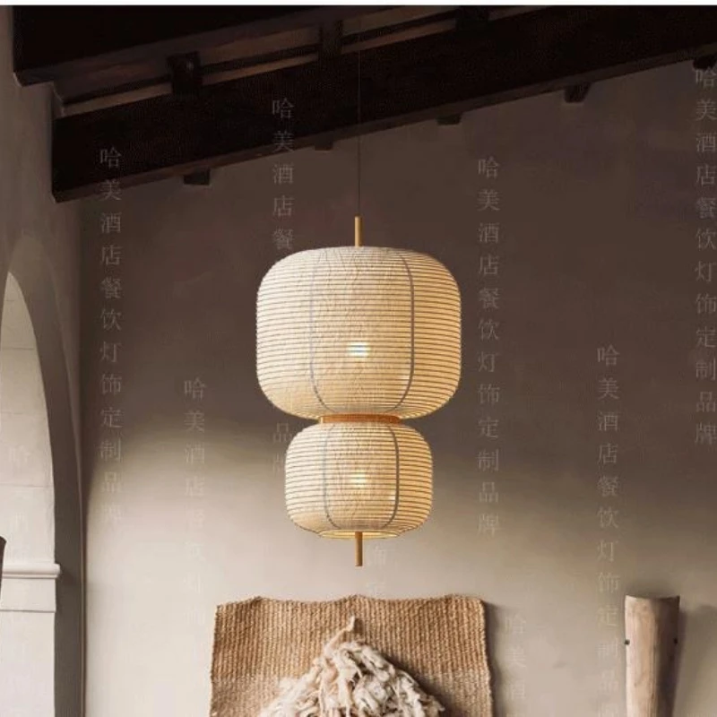 Japanese Wabi Sabi Zen Fabric Chandelier Creative Ancient Style Lighting for Restaurant Bar Tea Room B and B Home Decor Lamp