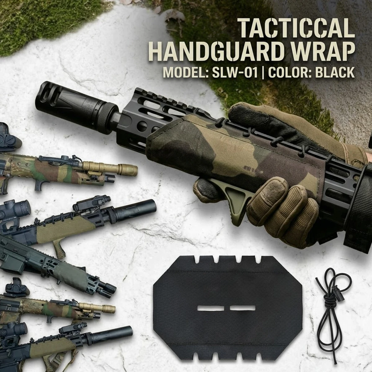 

Tactical Handguard Wrap Heat Shield Airsoft Rifle Guard Cover with Elastic Rope for M-LOK Keymod Rail Hunting Shooting Accessori