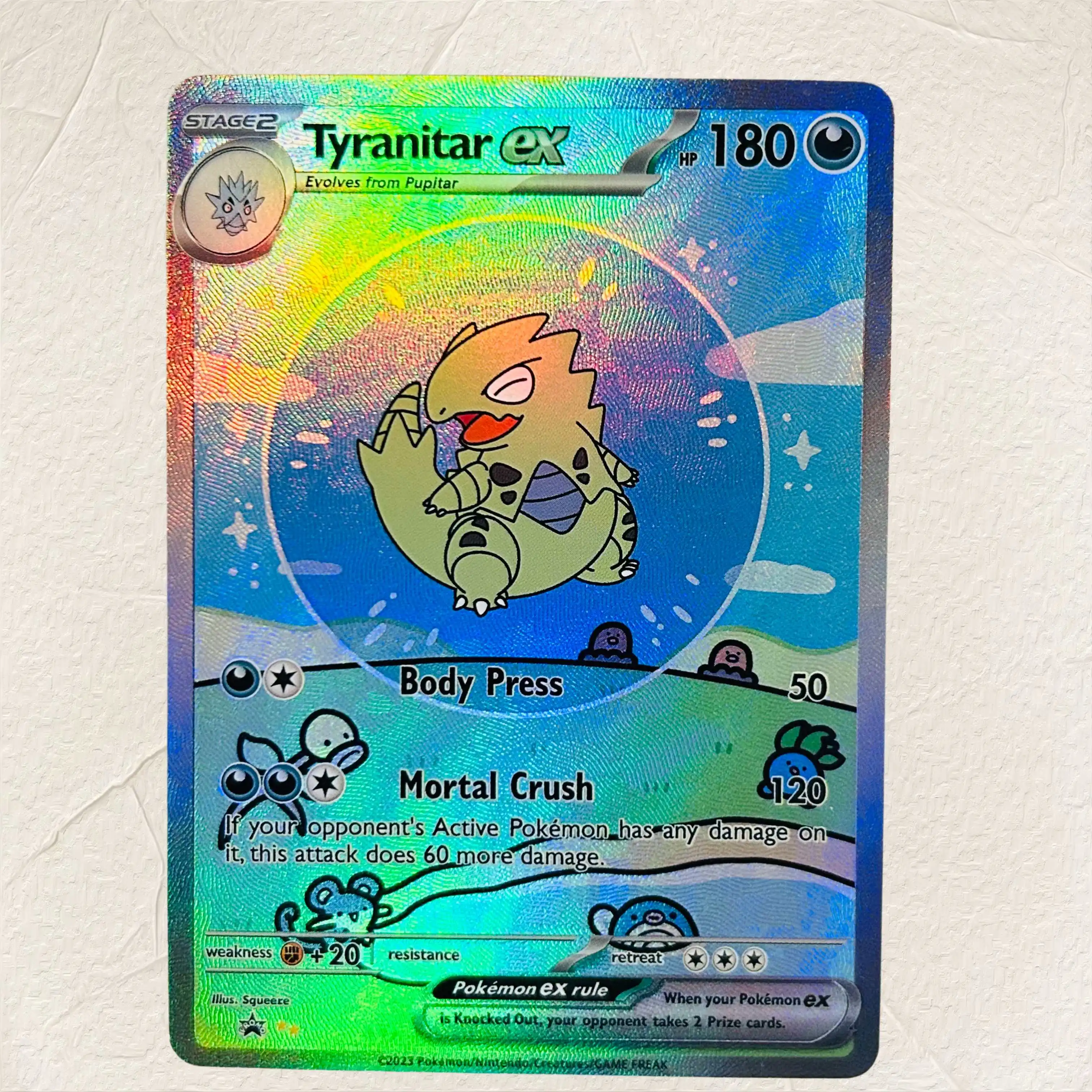 

DIY Pokemon Tyranitar ex Single Holographic Texture Cards English Version Perfect Condition Classic Anime Collectible TCG