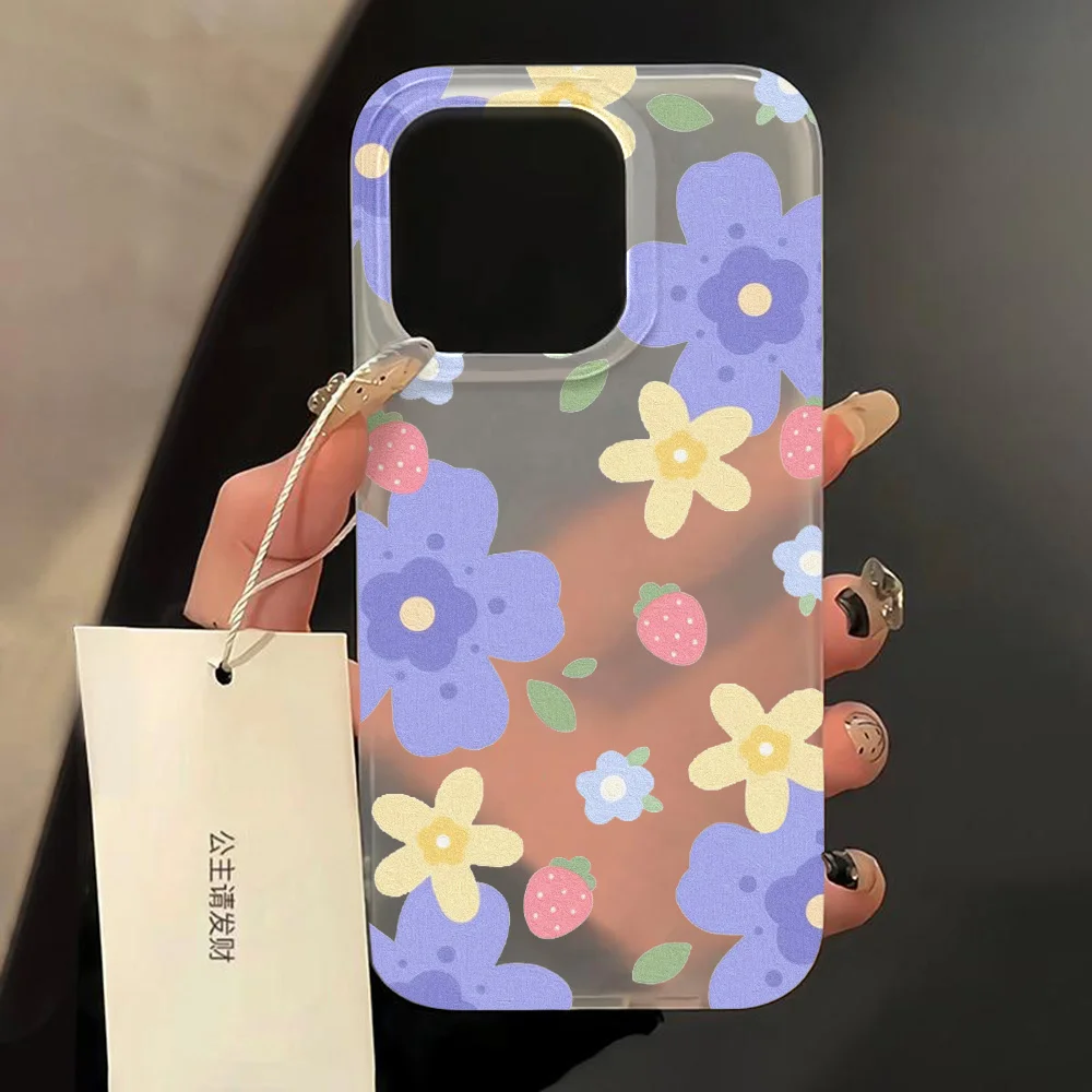 Matte Soft Silicone Phone Cases for iPhone 16 ProMax 13 15 11 14 ProMax 12 13 Plus Flowers Transparent Silicone Shockproof Cover