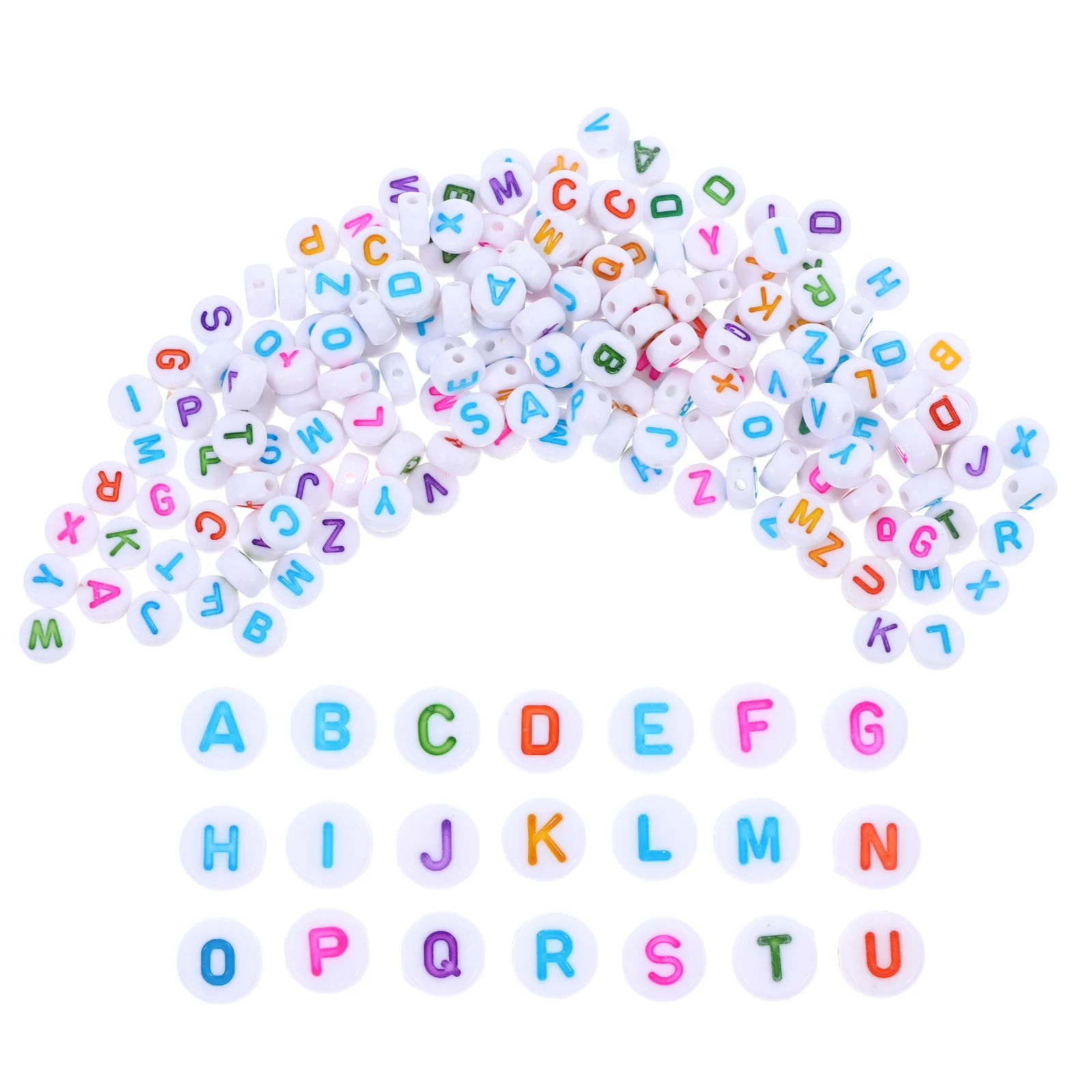 100Pcs Round Alphabet Letter Beads Acrylic Colorful Charms for DIY Jewelry Making Bracelets Necklaces Loom Bands 7x4mm Charming