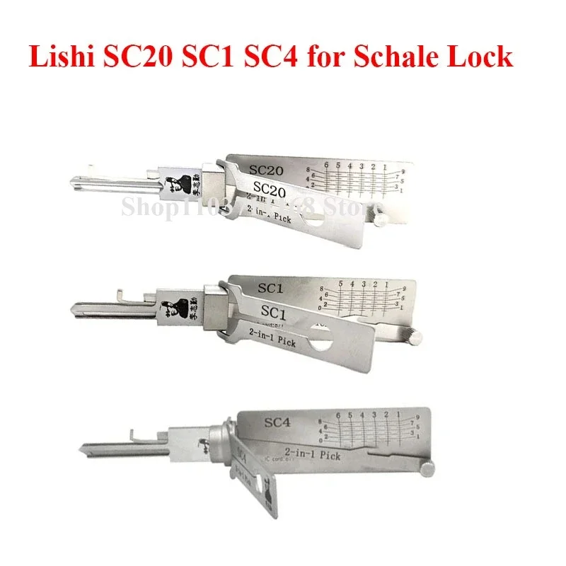 SC1 SC4 SC20 Lishi 2 in 1 Lishi Pick Kit Gunzuas Alat Tukang Kunci untuk Kunci Sipil untuk Schlage Lock C/ L Keyway Schlage Master Key