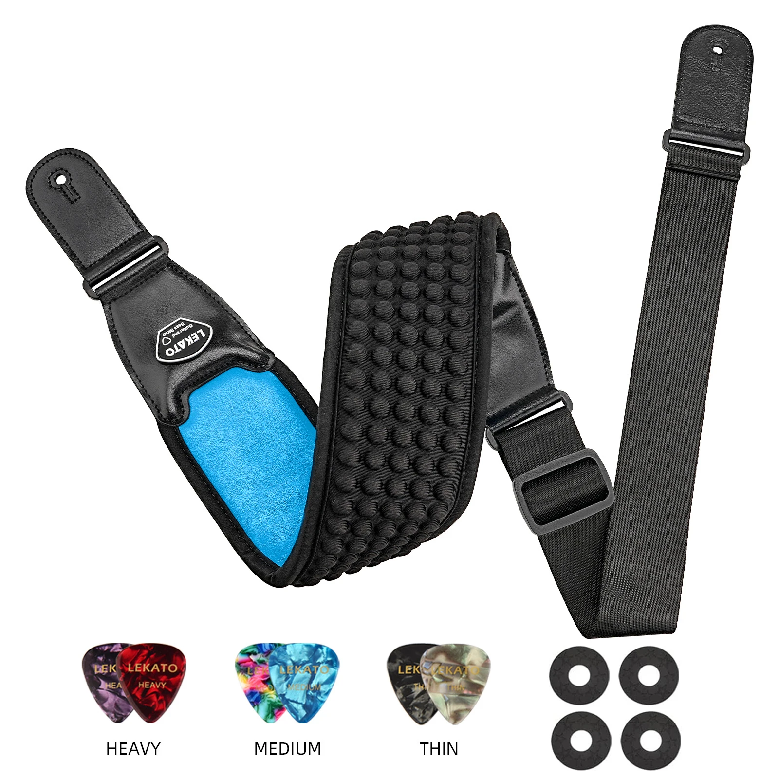 LEKATO Guitar Strap Belt 3D Sponge LGS-1 Adjustable Filling Electric Guitar Strap Bass Belt 3.5\