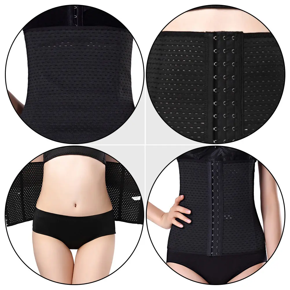 

1pc Women'S Waist Trainer Belt Black Support Brace For Core Muscle Posture Correction Body Slimming Belly Wrap